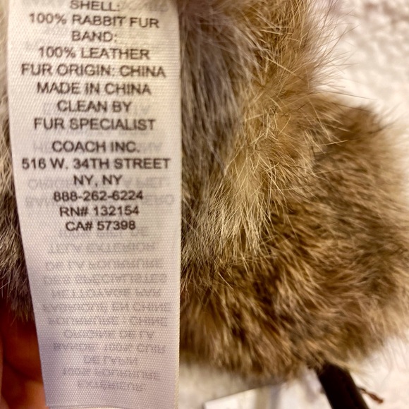 Coach Rabbit Fur Earmuffs, Winter Leather Black Band, Fur Ear Cover. MSRP $298 - Picture 4 of 4